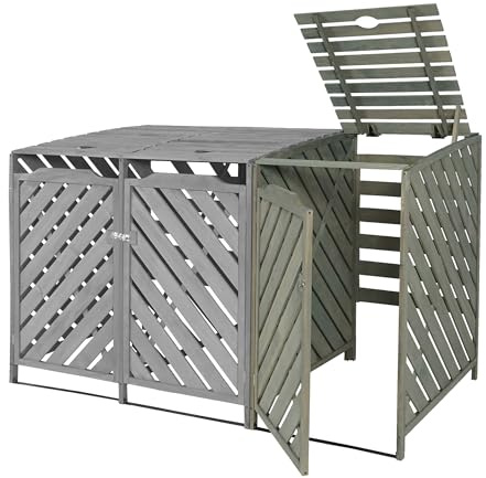 PROREGAL XL 1er-/2er-Mülltonnenverkleidung Erweiterung, HxBxT 120x68x98 cm, Grau, Mülltonnenbox Mülltonnenabdeckung Holz