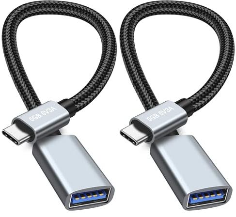 XMSJSIY Adaptador USB C a USB 3.0 de 5 Gbps, tipo C macho a tipo A, adaptador OTG 5V3A, cable de datos, cable de extensión de carga compatible con teléfonos móviles, portátiles, tabletas, 2 unidades