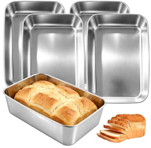 Ghligna 5 Stück Edelstahl Brotbackform, 22.5x14.5x6.2cm Brotbackform Kasten, Backform Rechteckig, Backformen, Kastenform Brot, Brotbackformen, Brotformen zum Backen, Antihaft Backform für Brot, Toast
