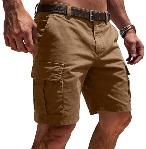 Genérico Pantalones Cortos Hombre Trabajo Casual Cremallera Pantalones Cortos De Trabajo Bolsillos Bermudas De Hombre