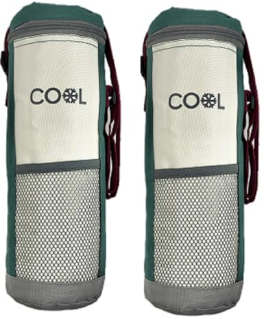 Kühltasche für Flaschen, 2 x türkis, 12 x 32 cm, bis 1,5 Liter, Flaschenkühltasche, Kühlbeutel, mit verstellbarem Schultergurt, Set ideal für unterwegs (2 x türkis)