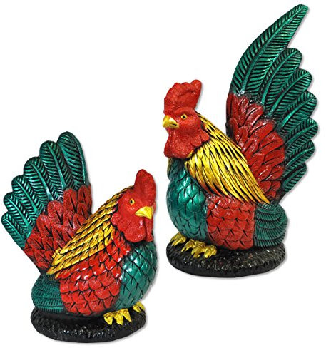 Wilai Gartenfigur Ostern Osterhenne Huhn Henne Hahn Gockel Handarbeit Sonderangebot Gartenzwerg (10251 Hahn/Henne XXL)