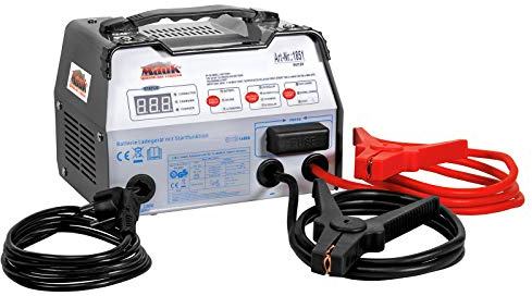 MAUK® KFZ Batterieladegerät 6V/12V mit Starthilfe & Schnellladefunktion, 2A/6A/12A Batterielader für Auto & Motorrad 8–180Ah, Mikroprozessorsteuerung, LC-Display, Erhaltungsladung