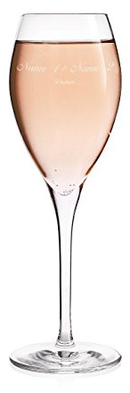 Herz & Heim® Champagner Glas mit Gravur zur Hochzeit mit Namen u. Datum