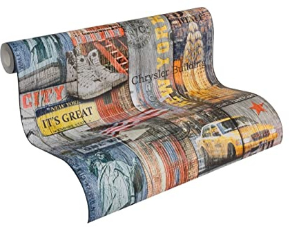 A.S. Création Tapete Authentic Walls Papiertapete Vintageoptik Big Apple 10.05 m x 0.53 m bunt 301701