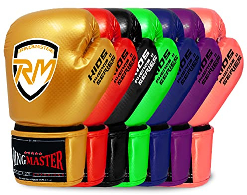 RingMasterUK boxningshandskar för barn kolläder träning sparring stansväska Guld 6 oz