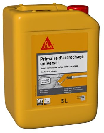 SIKA - Primaire d'accrochage universel - Sikafloor 35 Primaire - Avant ragréage de sol ou colle carrelage - Prêt à l'emploi - Multi-supports - Séchage rapide - Mur et Sol Intérieur/Extérieur - 5L