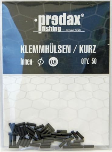 Predax Klemmhülsen - 50 Quetschhülsen für Stahlvorfächer, Durchmesser/Länge:0.8mm / Kurze Version