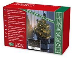Konstsmide Micro LED Lichterkette, Firecracker, mit 6h-Timer, 60 bernsteinfarbene Dioden, batteriebetrieben, Innen, messingfarbener Draht - 1465-880