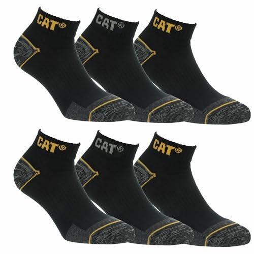 Caterpillar 6 pares de calcetines Sneaker para hombre en algodón suave (negro, 43-46)