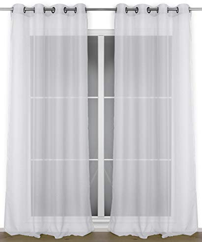 BEAUTEX Vorhang mit Ösen 140x240 cm (Farbe Wählbar) transparente Gardine, Dolly (Weiß)