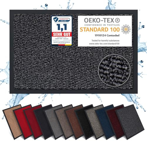 Carpet Diem Fußmatte Anthrazit-Schwarz, 80x120 cm, Schmutzfangmatte | Fußmatte Eingangsbereich, Innen & außen, rutschfeste Türmatte, Schmutzfang Teppich für Haustür, Fußabtreter Qualität aus EU