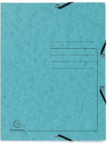 Exacompta 55422E Premium Einschlagmappe. Made in Germany. Aus extra starkem Colorspan-Karton mit 3 Innenklappen und 2 Gummizügen DIN A4 Juris-Mappe Sammelmappe für Büro und Schule türkis