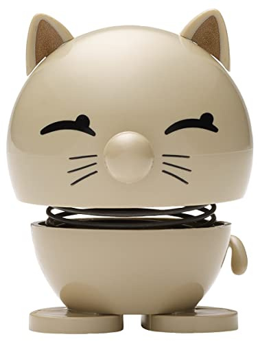 Hoptimist Tier, Katze, Wackelfigur & Glücksbringer Skandinavisch, Wohnzimmer & Schreibtisch Deko, Büro Gadget, Tolle Kleine Geschenke, 5,5 x 5,9 x 7,3 cm, Small, Latte