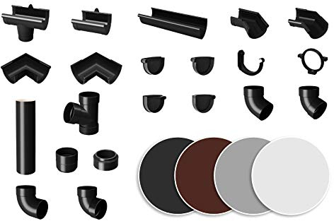 Sistema de canalón RAINWAY L (tubo de bajada antracita) - plástico PVC-U en 4 colores, recomendado para superficies de tejado > 100m², tubo de bajada de plástico PVC para caseta de jardín