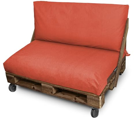 Happers Coussin Palette en Naylim Imperméable pour Extérieur Set 120x80+120x45 Orange
