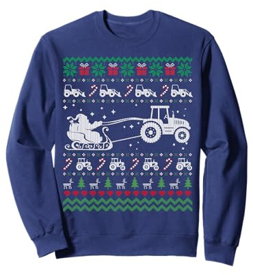 Trattore Ugly Natale Maglione Natale Divertente Farmer Felpa