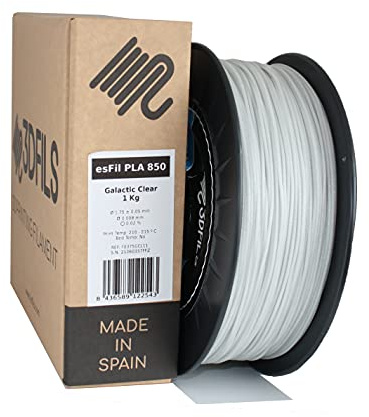 3DFILS - Filamento Glitter para impresión 3D esFil PLA MAX: 1.75 mm, 1 Kg,Galactic Clear