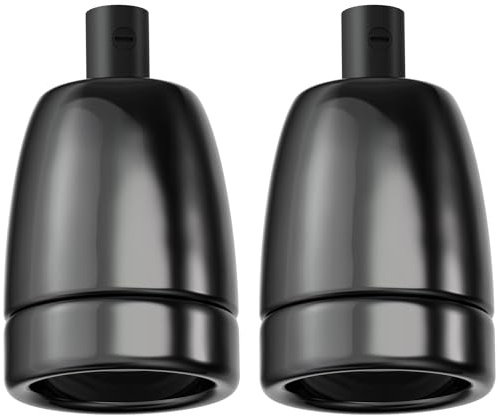 ledscom.de 2x E27 Fassung, Porzellan, schwarz, 230V AC, max. 300W