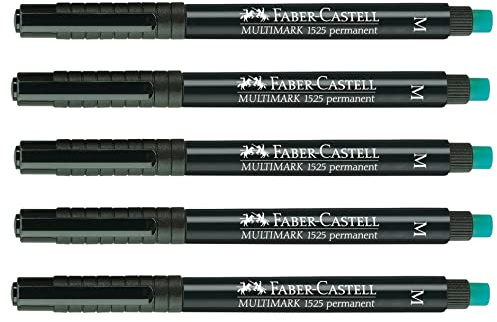 FABER-CASTELL 205007 - Pennarello indelebile Multimarker, spessore tratto M, nero, 5 pezzi