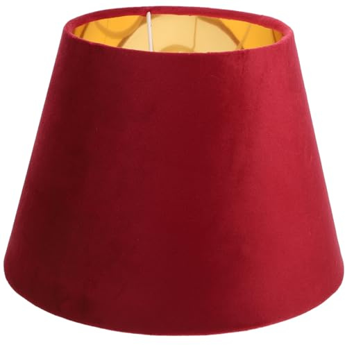 Stoff Tischlampe Lampenschirm E27 Rot Samt Hängeleuchtenschirm Tischlampenschirm Goldener Innenliner 25cm Deckenlampe Pendelleuchte Wandleuchte Schutzhülle Dekoration