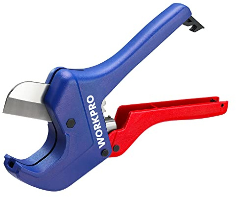 WORKPRO Ratchet PVC Pipe Cutter Tool, Up to 2-1/2, Pex Cutting Tool for Cutting PEX, PVC, PPR, and Plastic Hoses with Sharp 5Cr15MoV Stainless Steel Blades, Suitable for Home Repairs and Plumbers