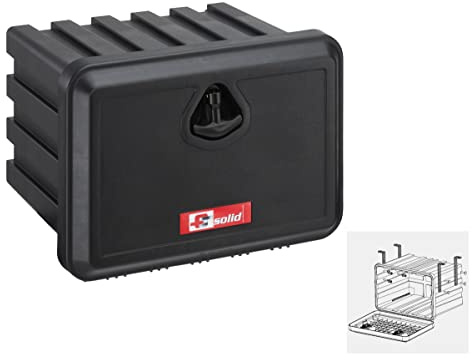 FTsolid Unterbaubox Staukasten (500x365x400) - Box + vertikale Halterung | Anhängerkiste – Gurtkiste – Staubox – Unterflurbox – Werkzeugkiste