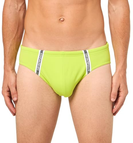 Emporio Armani Slip da Bagno Classico da Uomo con Logo Tape, Punch Lime, X-Large