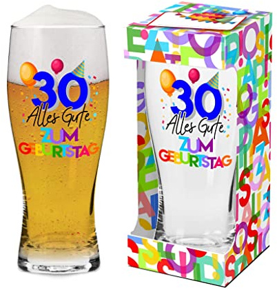 Abc Casa Vaso de cerveza de 0,5 l para 30 cumpleaños para hombres, marido, novio, hermano, 30 años, feliz cumpleaños, regalo original para niños de 30 años en caja de regalo