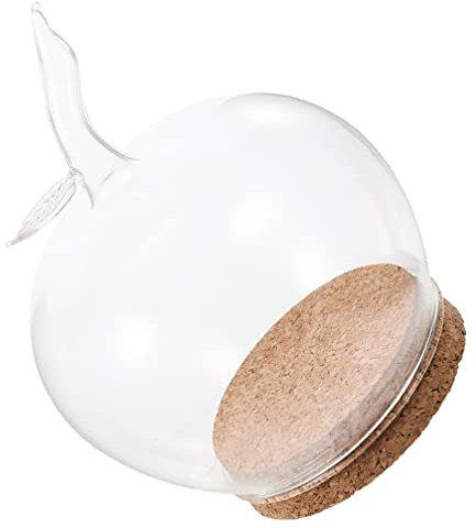 Alipis Decorative Bottle Glass Cover Apple Shape for Preserving Flowers Micro Landscape Display Includes Cork Lid