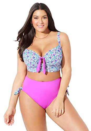 Swimsuits For All Women's Confidante Bra Sized Underwire Bikini Top - 42 G, Pink Boho Paisley (Plus
