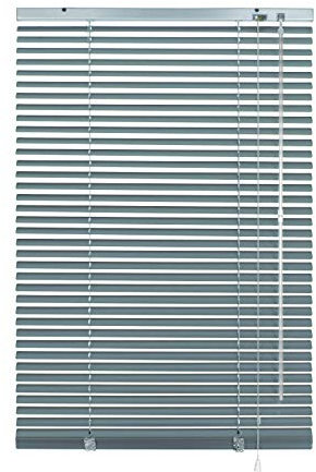 YOURSOL Aluminium-Jalousie zum Klemmen, Silber-Blau, 90 x 175 cm, Verstellbarer Sichtschutz mit 25 mm Lamellen ohne Bohren