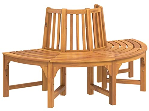 Tidyard Baumbank Halbrund Outdoormöbel Sitzplatz Hof Terrasse Bank Parkbank Balkonbank Sitzbank Gartenbank Terrassenbank Holzbank 160 x 80 x 92 cm (L x B x H) Massives Eukalyptusholz mit Ölfinish
