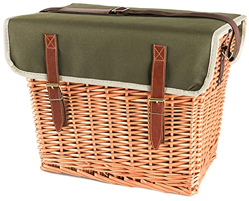 Picknicktasche für die Schulter, für den Außenbereich, Picknickbox mit Tisch, tragbar, festes Rattan-Geschirrset, Camping-Besteck für vier Personen (Farbe: Braun, Größe: 42 x 30 x 33 cm) (Braun 42 x 3