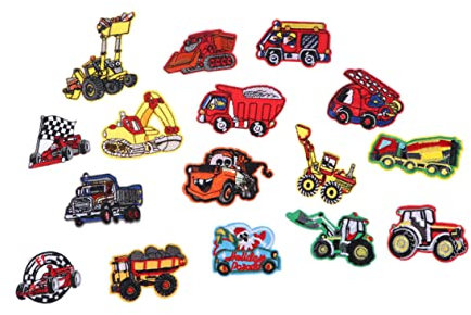 NUOBESTY 16stücke Diy Nähdekoration Applikationen Aufkleber Stickerei Patches Kleidung Kleid Hut Jeans Reparatur Loch Stick Cartoon Fahrzeug Stoffflicken Für Bastelprojekte
