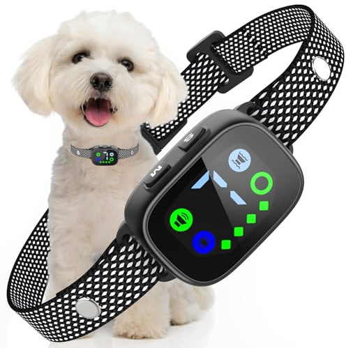 PcEoTllar Anti Bark Collars for Dogs, Humane Bark Collar for Small Dogs, Rechargeable Barking Collar with Intensity Vibration and Beep, No Shock Anti Barking Dog Collars, Black