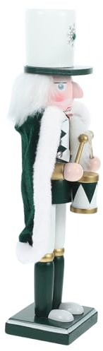 ABOOFAN Figurines De Casse-Noisette De Noël Statue De Soldat en Bois De Noyer Marionnettes Casse-Noisette Ornements De Bureau De Noël 30 Cm pour Décorations pour La Maison Vert