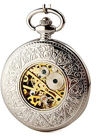 LVUNZJCA Herrfickur unisex klassisk vintage flip mekanisk fickur antik hängande klocka för födelsedag, Guld, En storlek