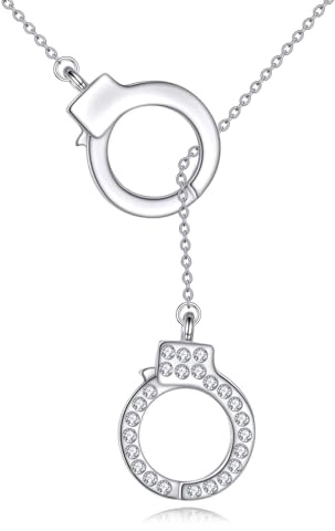 YAFEINI handbojor halsband S925 sterlingsilver lockande halsband hänge för kvinnor handbojor smycken presenter till flickor, Sterlingsilver, Zirkon