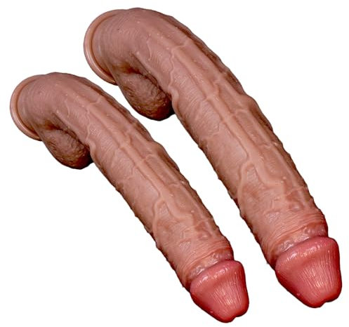 Kuaecr Extra Langer Flexibel Soft Silikon Realistischer Dildo Analdildo Weichen Perfekter Monster Dildo mit Echten Venen Hoden Starkem Saugnapf Big Penis Erotisch Sexspielzeug für Männer Frauen (XXL)