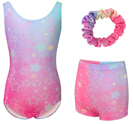 zffriction Mädchen Turnanzug Kinder Gymnastikanzug mit Shorts und Haarband Set Kinder Gymnastik Trikot Tanzen Kleidung