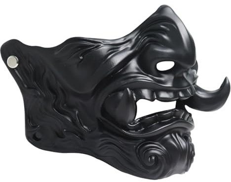 Metalakaer Máscara japonesa de media cara Hannya, máscara de Halloween, máscara de fantasmas samurái, máscara de demonios de terror japonés, demonios de terror, cosplay fantasma para fiesta de