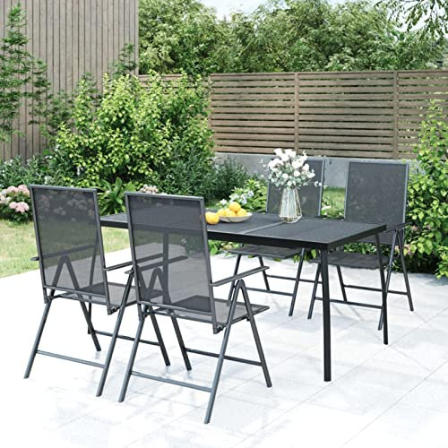 Buzaza Gartentisch Terrassentisch Wetterfest Lounge Tisch Outdoor BalkonhäNgetisch Anthrazit 165x80x72 cm Stahlgitter