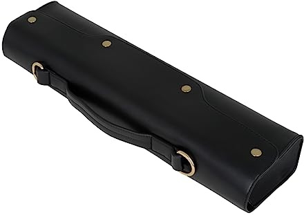 Handtasche für Querflöte 16/17-loch, Tragbare Flötentasche Schwarz | Schulterriemen, Außen für Auftritte und Unterwegs, Kunstleder mit Vlies und Metall