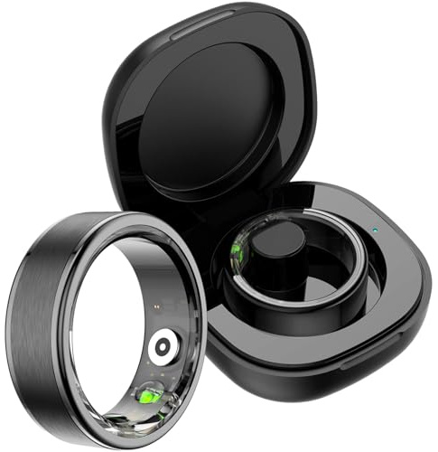findtime Smart Ring Android Schrittzähler Smartring Pulsmesser Fitness Ring Kalorienzähler Smartringe für Herren Damen Herzfrequenz Fitness Tracker Ring iOS Schlaftracker Sport Ringe Schwarz