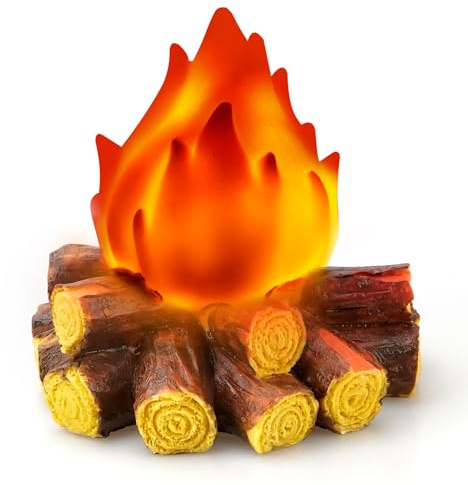 Bestview Artificial Fake Campfire Night Light, 3D LED Fake Fire Pit Firewood Lamp with Realistic Log Flameless Candle Battery Operated, Halloween Christmas Campfire Party Decorations