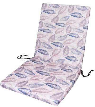 Waterproof Low Back Garden Chair Cushions with Ties – Leafy01 Morocco Print | Outdoor Seat Pads 100 x 45 x 4cm - Outdoor Cushions for Garden Furniture, Recliners, Loungers – Removable Washable Cover