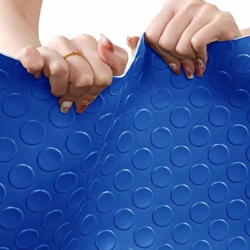 Gummimatte Blaue, Dicke Bodenmatte für Die Garage, Gummimattenrolle, Bodenschutzmatte, Rutschfester Bodenläufer mit Münzmuster, Wasserdichter Garagenbodenbelag(0.6x1m/2x3.3ft)