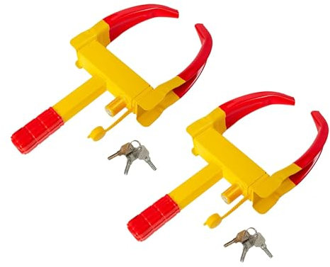 TINMAGI 2 Stück Radkralle, Parkkralle Wegfahrsperre mit Sicherheitsschloss und 3 Schlüsseln, Universal Verstellbar Radschloss Diebstahlsicherung für Autos, Anhänger, Wohnmobil, Wohnwagen