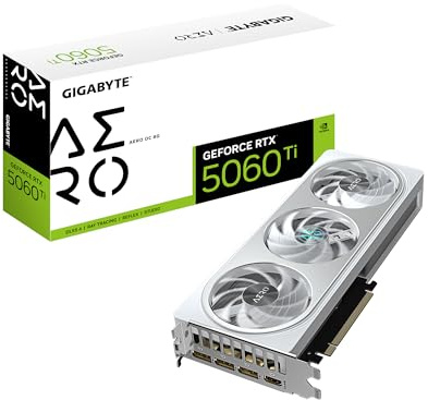 GIGABYTE GeForce RTX 5060 Ti AERO OC 8G Carte graphique 8 Go 128 bits GDDR7, PCIe 5.0, système de refroidissement WINDFORCE, GV-N506TAERO OC-8GD Carte vidéo
